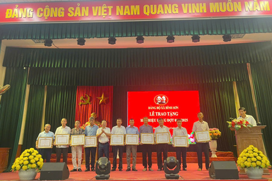 Đảng ủy xã Bình Sơn trao tặng huy hiệu Đảng dịp 02/9/2025 